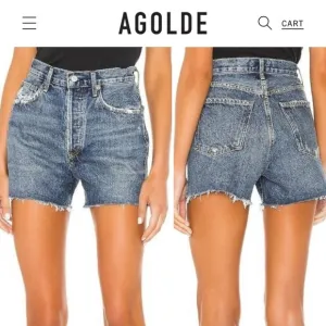 Agolde Dee Jean Short in Precision 27 Distressed Blue Denim High Waisted Raw Hem