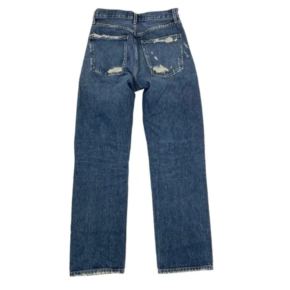 AGolde High Rise 90’s Pinch Waist Distressed Jeans 25 Blue