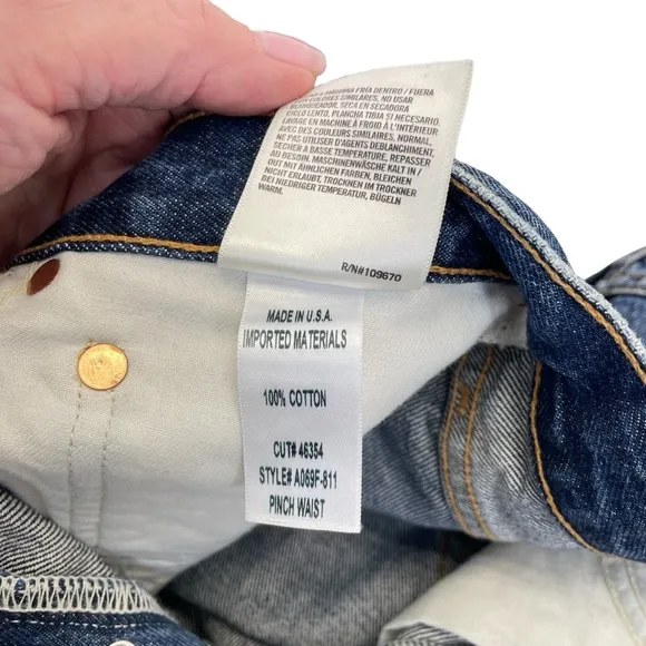AGolde High Rise 90’s Pinch Waist Distressed Jeans 25 Blue