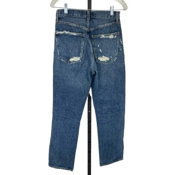 AGolde High Rise 90’s Pinch Waist Distressed Jeans 25 Blue