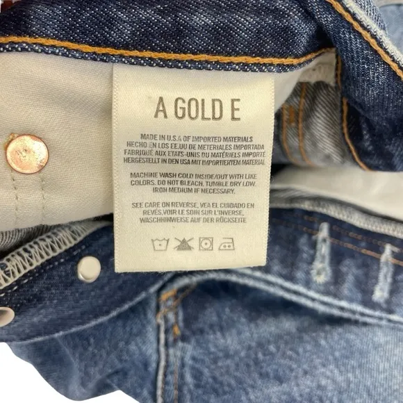 AGolde High Rise 90’s Pinch Waist Distressed Jeans 25 Blue
