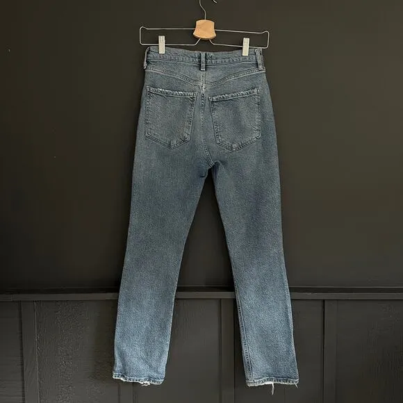 AGOLDE Riley High Rise Straight Crop Blue Jeans Size 25