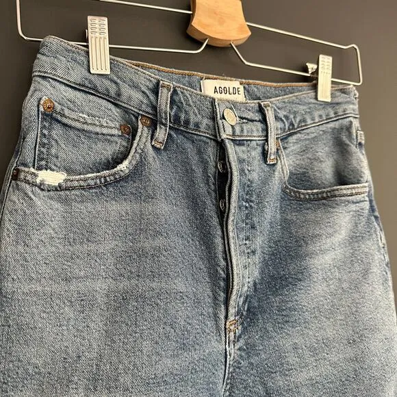 AGOLDE Riley High Rise Straight Crop Blue Jeans Size 25