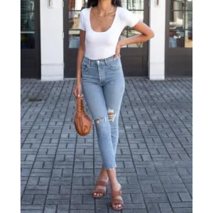 AGOLDE Riley High Rise Straight Crop Blue Jeans Size 25