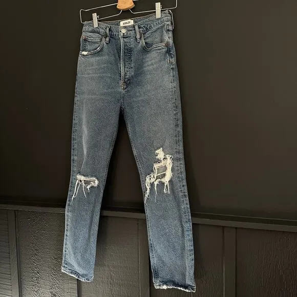 AGOLDE Riley High Rise Straight Crop Blue Jeans Size 25