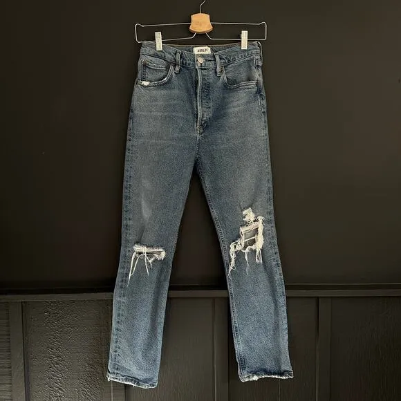 AGOLDE Riley High Rise Straight Crop Blue Jeans Size 25