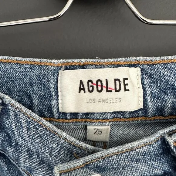 AGOLDE Riley High Rise Straight Crop Blue Jeans Size 25