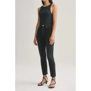 AGOLDE women's Riley High Rise Straight Crop Black pepper Size 24 NEW