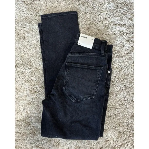 AGOLDE women's Riley High Rise Straight Crop Black pepper Size 24 NEW
