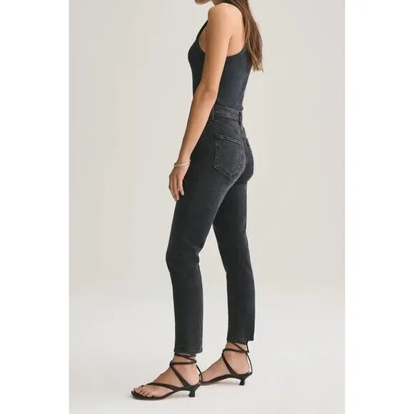 AGOLDE women's Riley High Rise Straight Crop Black pepper Size 24 NEW