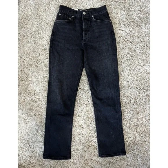 AGOLDE women's Riley High Rise Straight Crop Black pepper Size 24 NEW