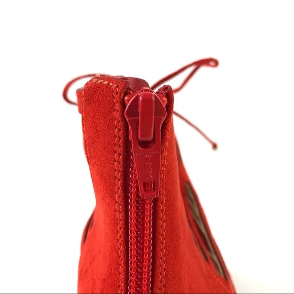 Aldo Lassie Cutout Red Suede Lace-Up Heels