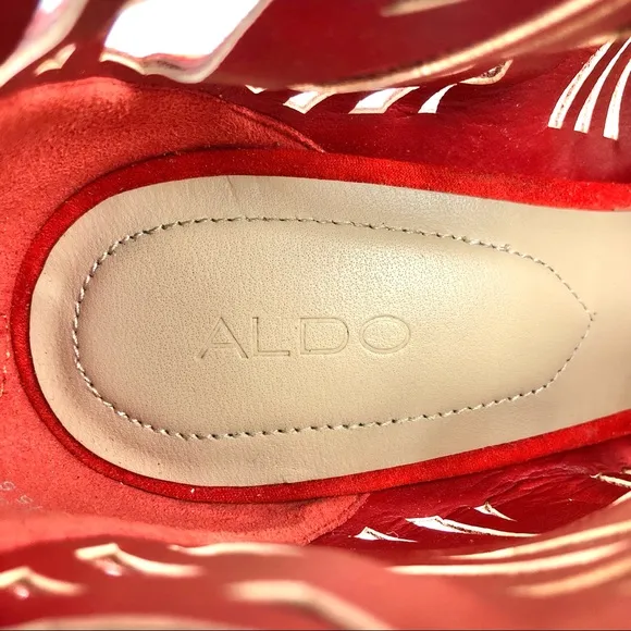 Aldo Lassie Cutout Red Suede Lace-Up Heels