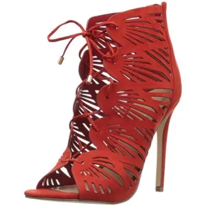 Aldo Lassie Cutout Red Suede Lace-Up Heels