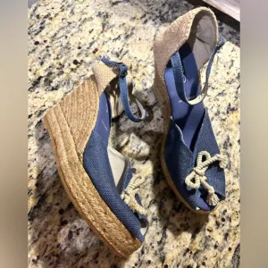 Aldo women’s blue wedge sandals