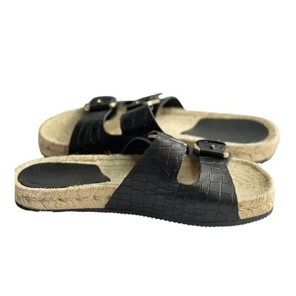 ALDO Buckle Black Sandal with Espadrille Sole NWT