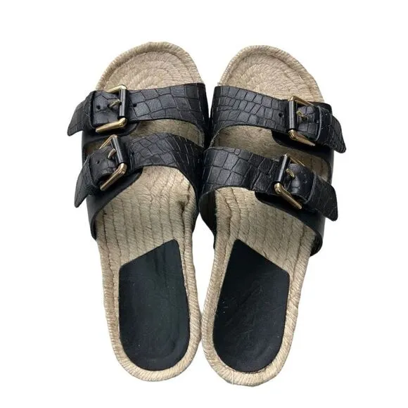 ALDO Buckle Black Sandal with Espadrille Sole NWT