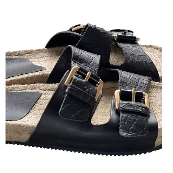 ALDO Buckle Black Sandal with Espadrille Sole NWT