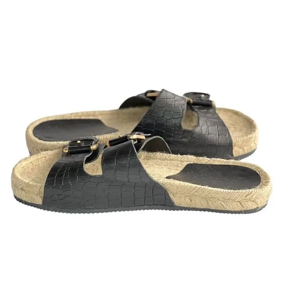 ALDO Buckle Black Sandal with Espadrille Sole NWT