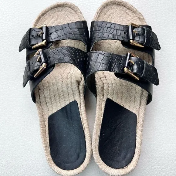 ALDO Buckle Black Sandal with Espadrille Sole NWT