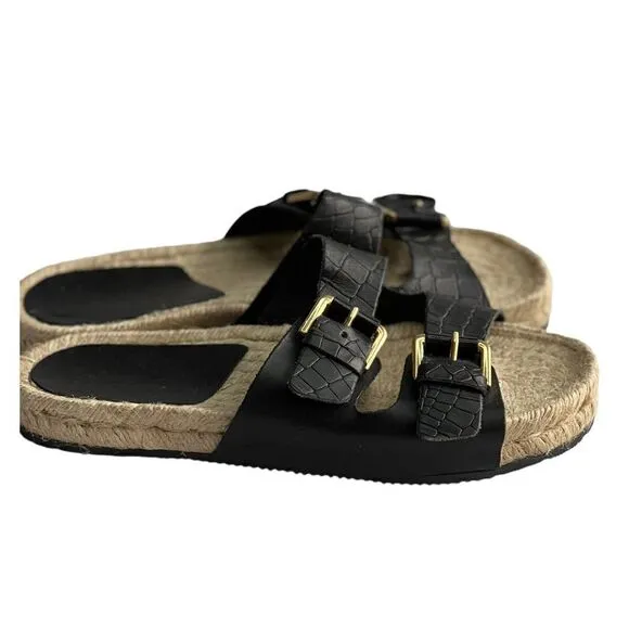ALDO Buckle Black Sandal with Espadrille Sole NWT