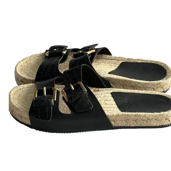 ALDO Buckle Black Sandal with Espadrille Sole NWT