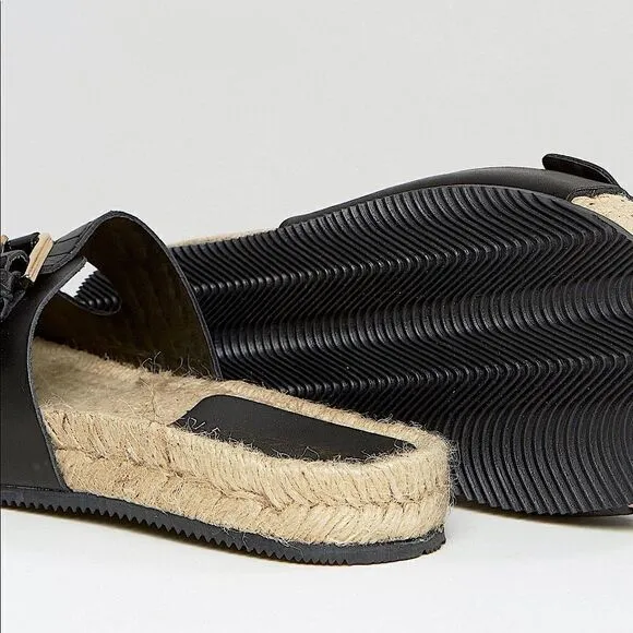 ALDO Buckle Black Sandal with Espadrille Sole NWT