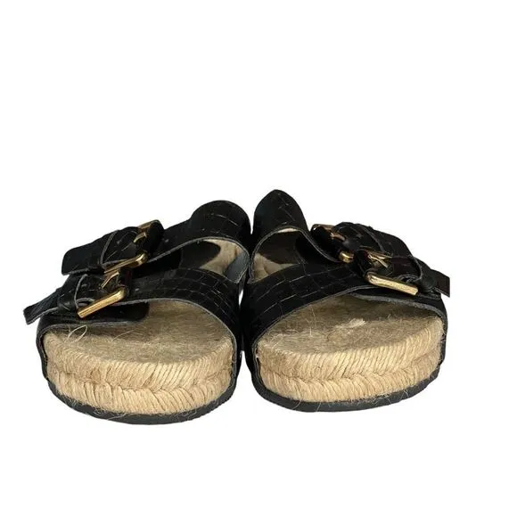 ALDO Buckle Black Sandal with Espadrille Sole NWT
