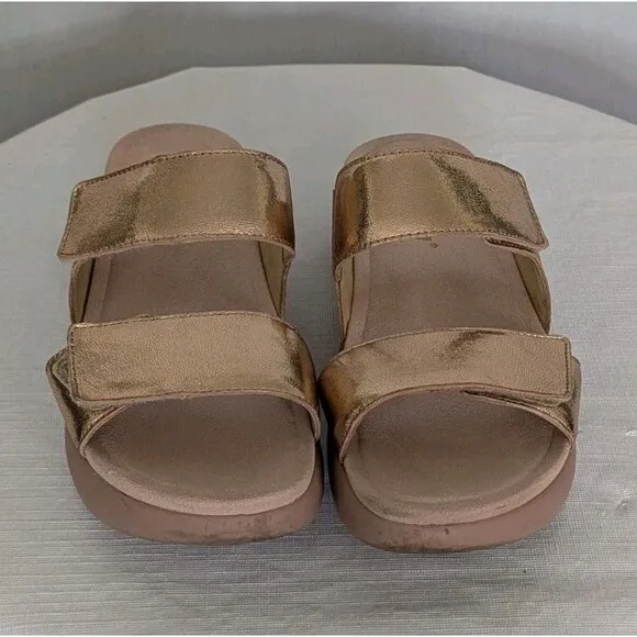Alegria Bryce Sz 38 US 8 Women's Double Strap Rose Gold Metallic Sandals Slides