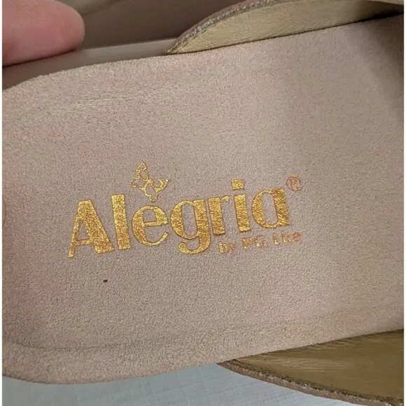 Alegria Bryce Sz 38 US 8 Women's Double Strap Rose Gold Metallic Sandals Slides