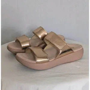 Alegria Bryce Sz 38 US 8 Women's Double Strap Rose Gold Metallic Sandals Slides
