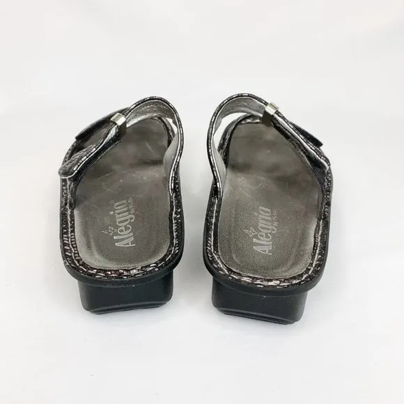 Alegria By PG Lite Karmen Black Metallic Slide Sandals Size US 7 EUR 37