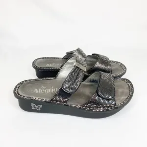 Alegria By PG Lite Karmen Black Metallic Slide Sandals Size US 7 EUR 37