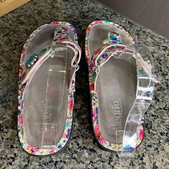 Alegria Carina Floral Perennial Crackle Platform Comfort Sandals Size EU…
