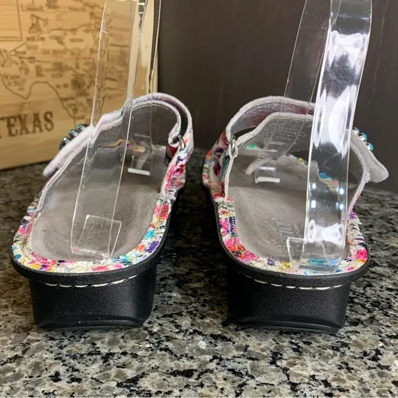 Alegria Carina Floral Perennial Crackle Platform Comfort Sandals Size EU…