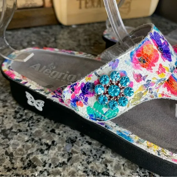Alegria Carina Floral Perennial Crackle Platform Comfort Sandals Size EU…