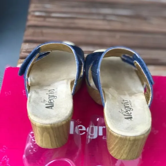 Alegria Embroidered Leather Slip-on Wedge Sandals