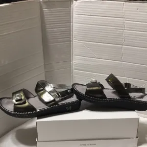 Alegria patent leather upper/lining sandals with Velcro closure. NWOT