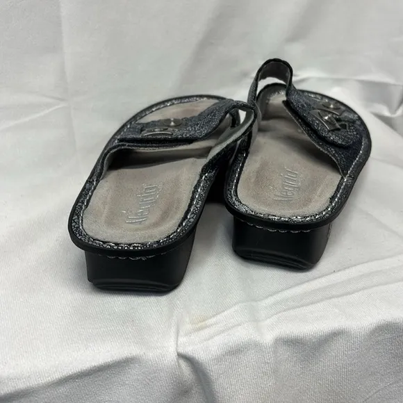 Alegria Sandals Sandra Size EU 38Leather Adjustable Slide Sandals Pewter Lace