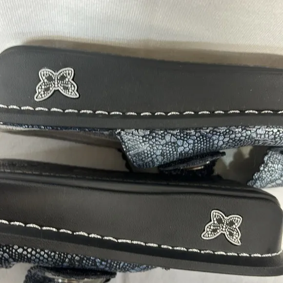 Alegria Sandals Sandra Size EU 38Leather Adjustable Slide Sandals Pewter Lace
