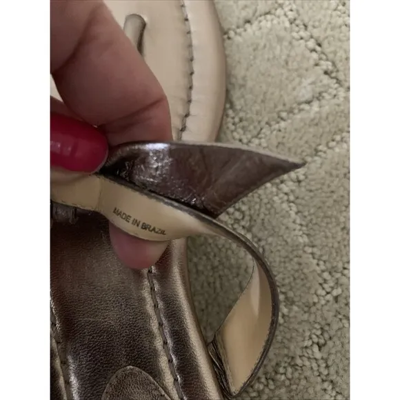 Alexandre Birman Women’s Toe Thong Sandals Gold Leather Size 37.5