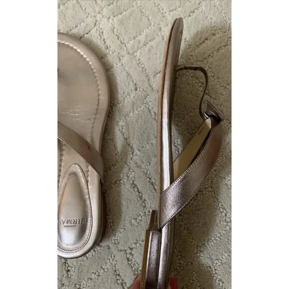 Alexandre Birman Women’s Toe Thong Sandals Gold Leather Size 37.5