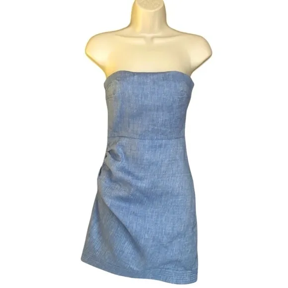 ALEXIS TATYANA STRAPLESS CHAMBRAY MINI DRESS Size XS