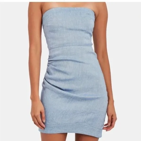 ALEXIS TATYANA STRAPLESS CHAMBRAY MINI DRESS Size XS