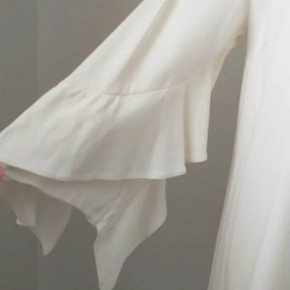 Alexis white ruffled a-line shift dress XS