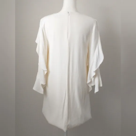 Alexis white ruffled a-line shift dress XS