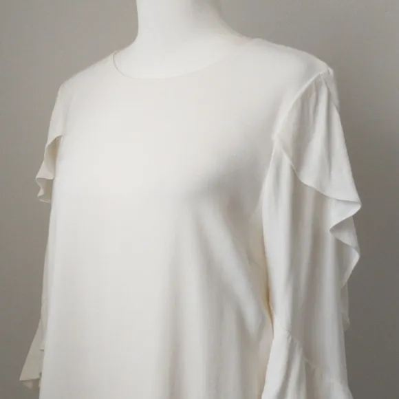 Alexis white ruffled a-line shift dress XS