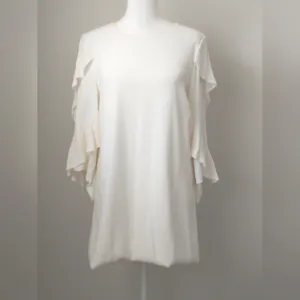 Alexis white ruffled a-line shift dress XS