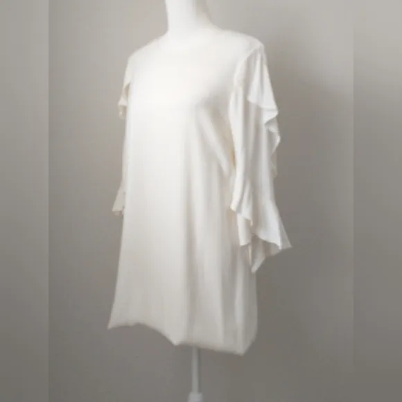 Alexis white ruffled a-line shift dress XS