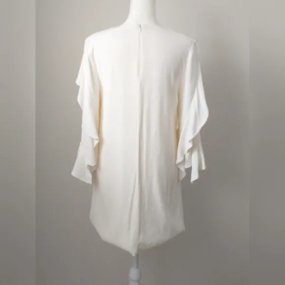 Alexis white ruffled a-line shift dress XS